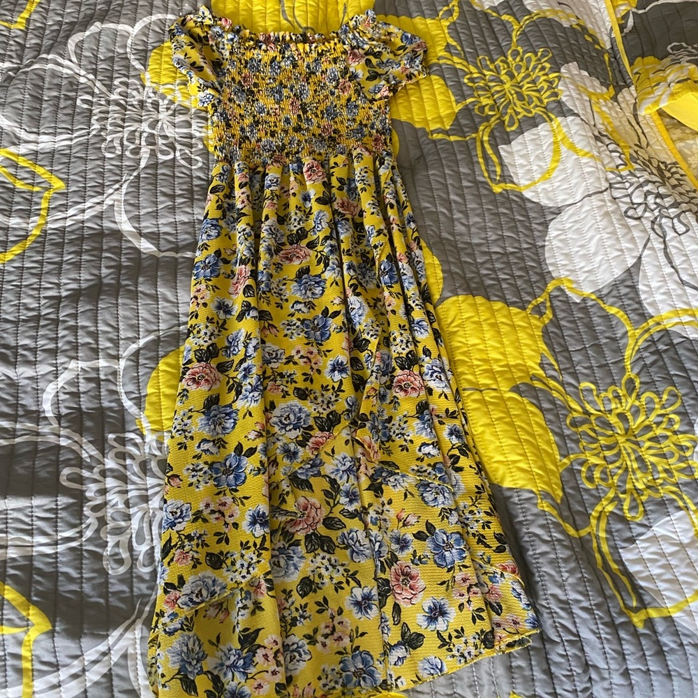 yellow floral kids dress
